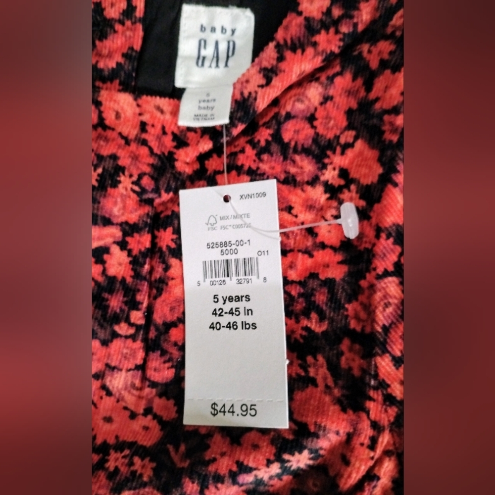 Baby GAP red and black corduroy dress, 5 yrs